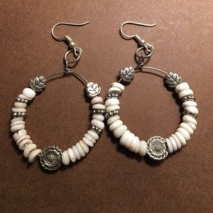 Handmade puka shell hoop earrings